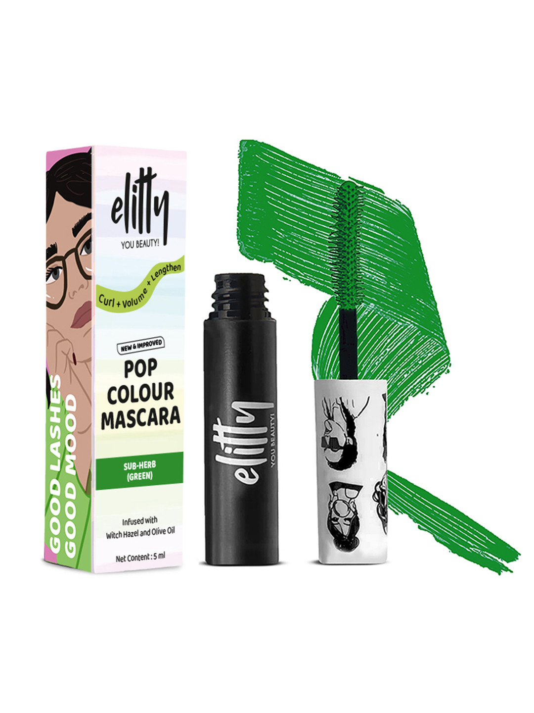 Elitty Pop Lush Lashes Mascara With Olive Oil - 5ml - Sub-Herb