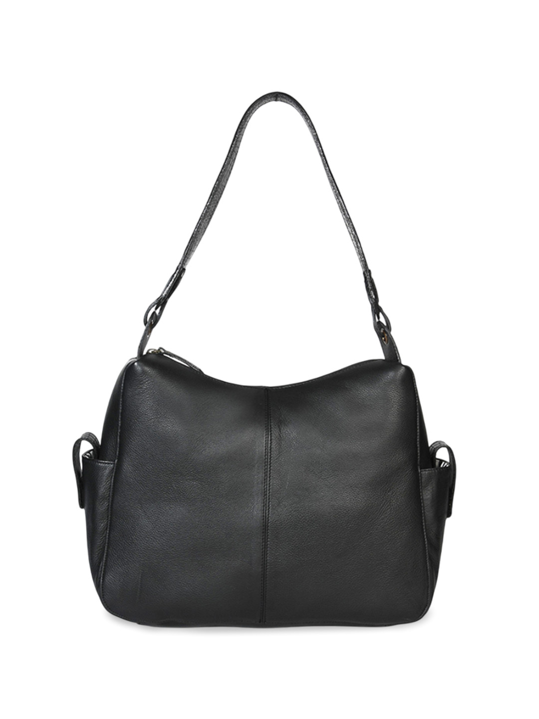Celtic Black Textured Leather Structured Sling Bag with Zip Detailing & Tablet Sleeve