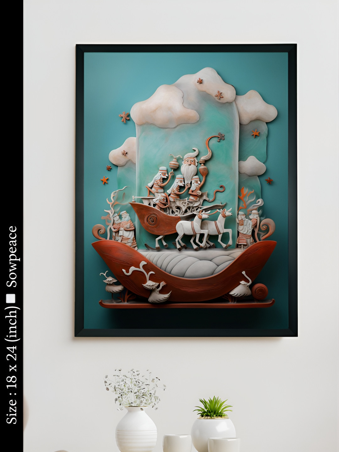 SOWPEACE Santa Claus Canvas Wall Rectangle Paintings Wall Art - 24 x 18 In