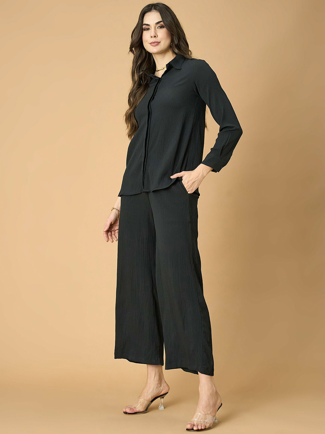 DressBerry Black Shirt Collar Long Sleeves Shirt With Trouser