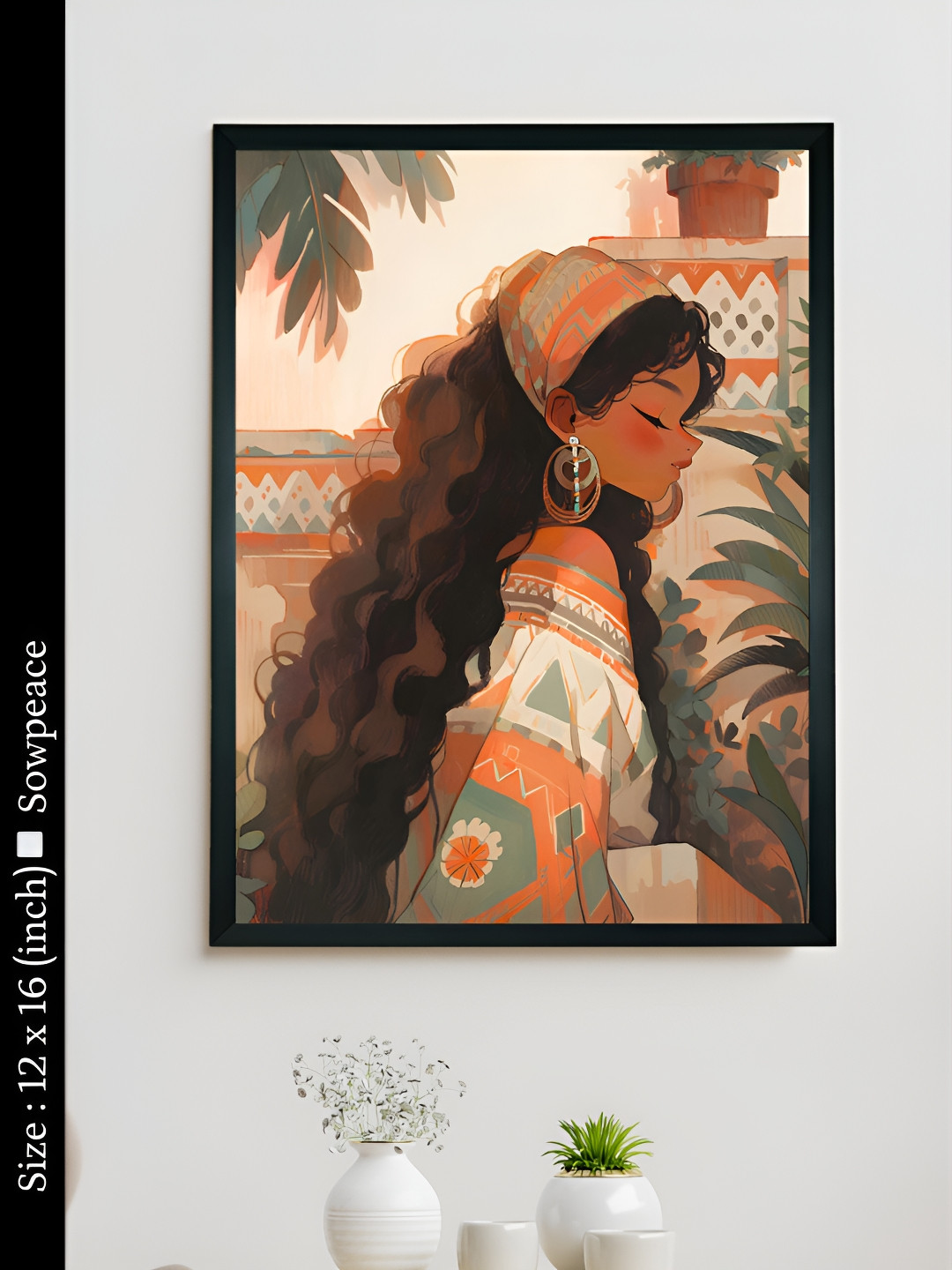 SOWPEACE Lady in Orange Set Canvas Wall Rectangle Paintings Wall Art - 12 x 16 In