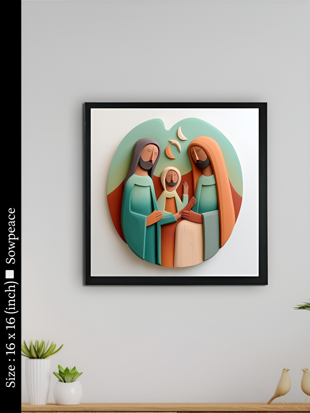 SOWPEACE Sowpeace Jesus Family Canvas Wall Square Photographs Wall Art-6.3 x 6.3In
