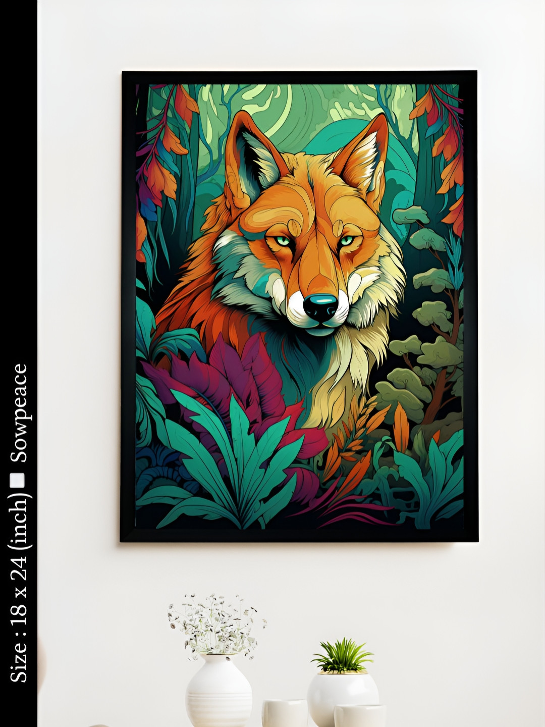 SOWPEACE Find Your Abstract Wolf Canvas Wall Rectangle Paintings Wall Art -18 x 24 In
