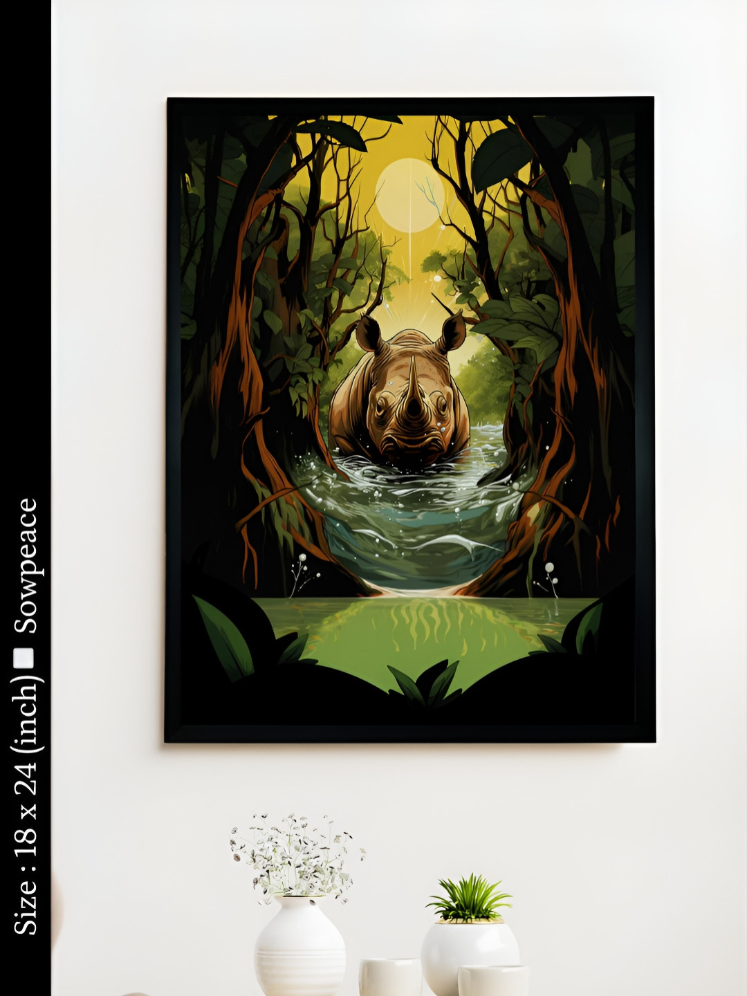 SOWPEACE Rhino Canvas Wall Rectangle Photographs Wall Art -18 x 24 In