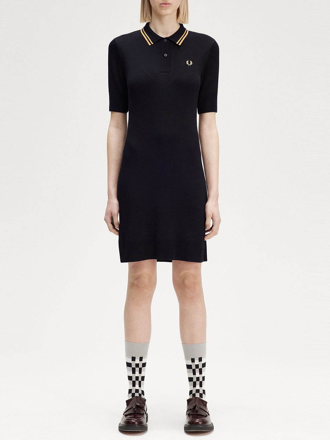 Fred Perry Women Ribbed Knitted T-shirt Dress