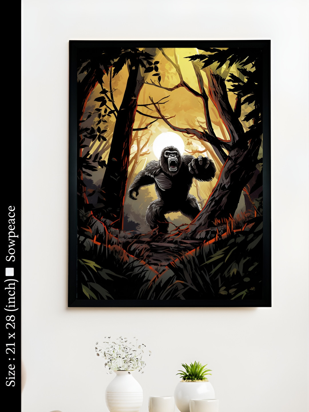SOWPEACE Shadow Gorilla Canvas Wall Rectangle Paintings Wall Art