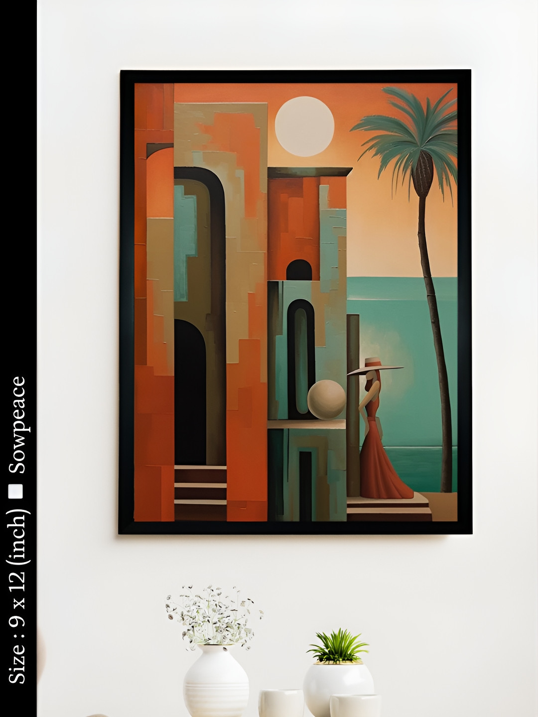 SOWPEACE Geometry Sun Elegance Canvas Wall Rectangle Paintings Wall Art-3.5 x 4.7In