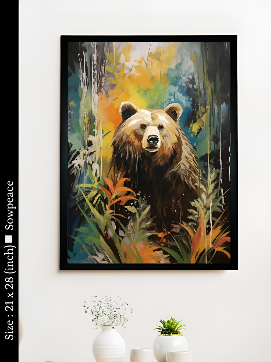 SOWPEACE Bear Canvas Wall Rectangle Photographs Wall Art -21 x 28 In