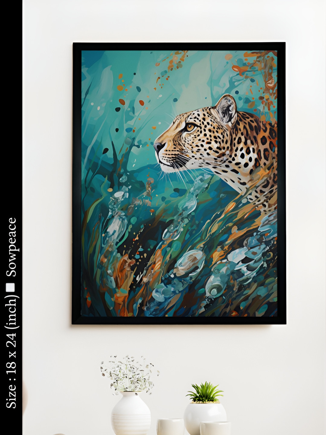 SOWPEACE Find Your Abstract Leopard Canvas Wall Rectangle Paintings Wall Art -18 x 24 In