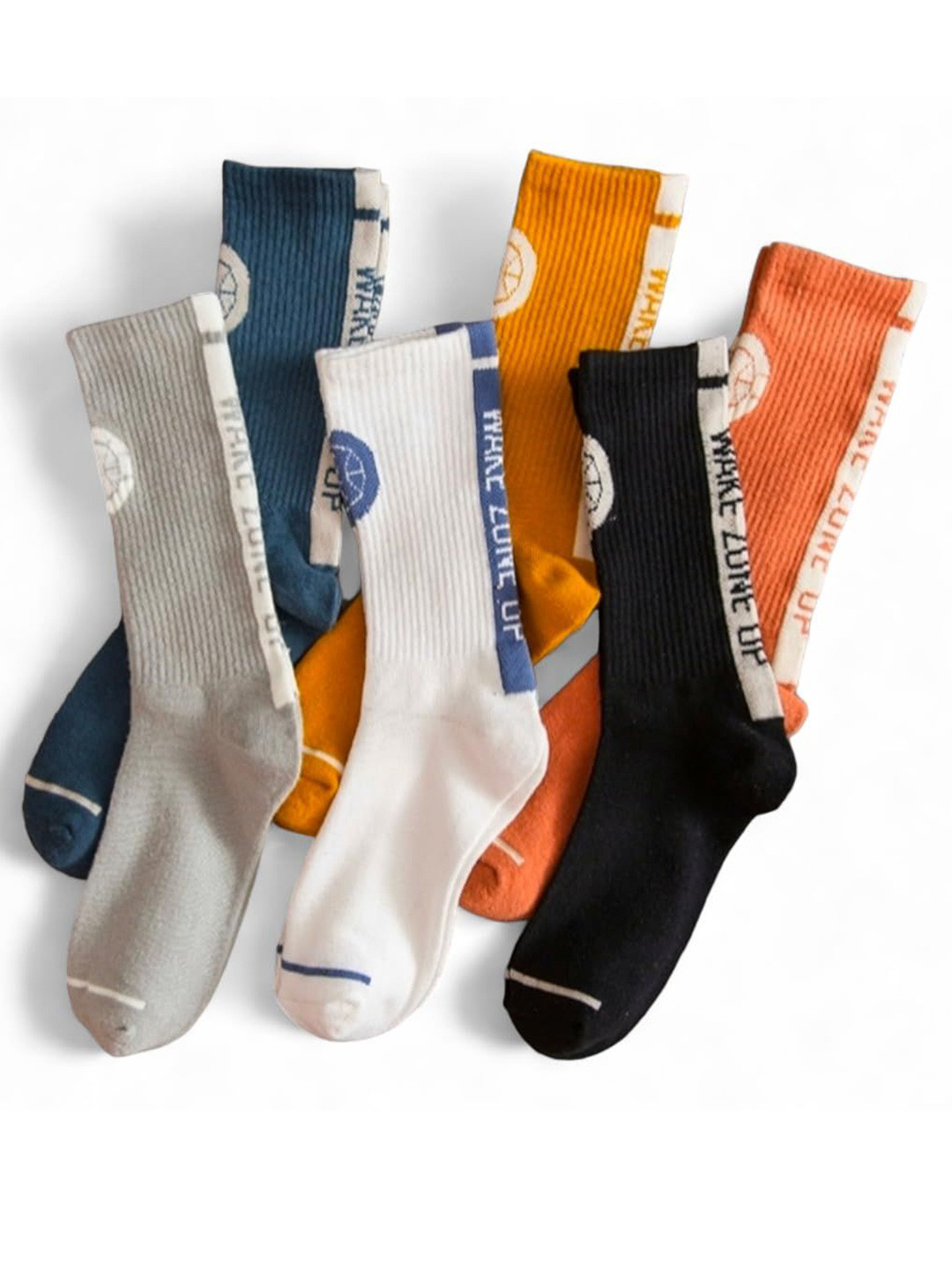 Sockscarving Set Of 6 Colorblock Calf-Length Socks