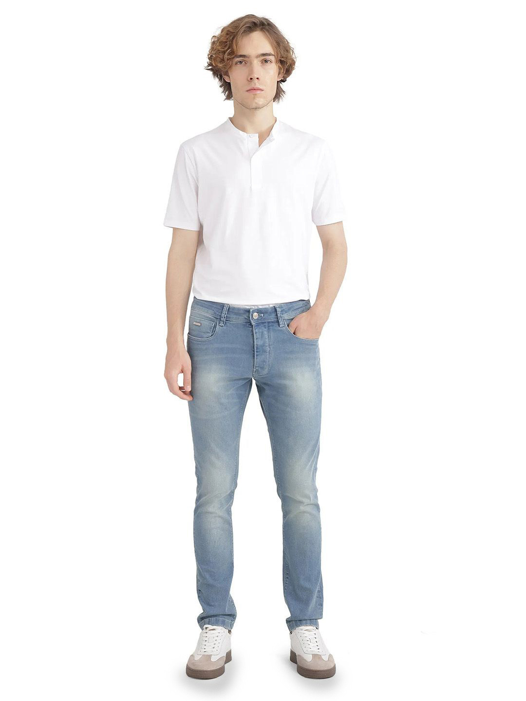 RARE RABBIT Orsica Flouroscent Men Comfort Heavy Fade Stretchable Jeans