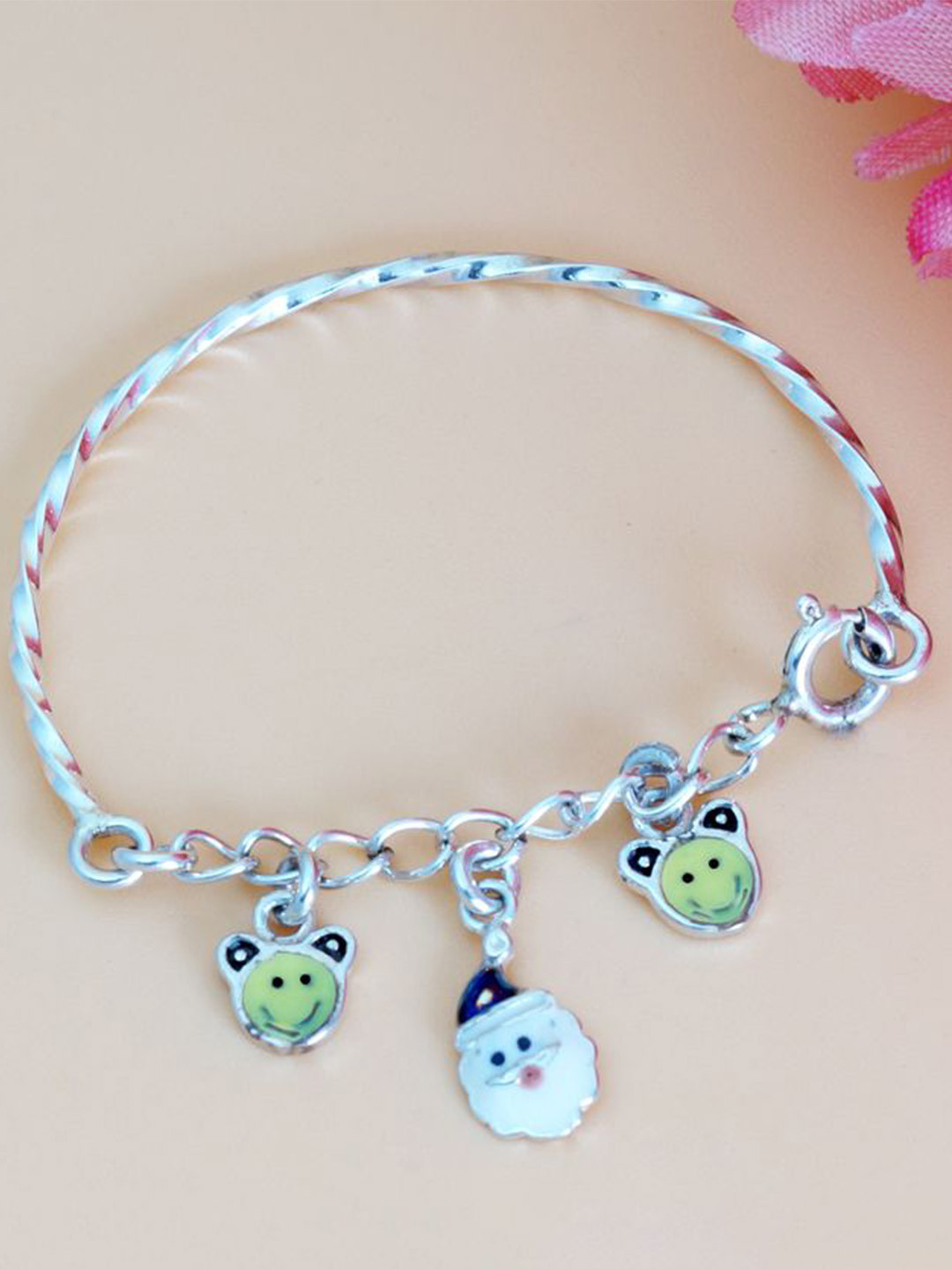 Tuanz Silver Jewelry Kids Pack of 2 925 Silver Rhodium-Plated Bangle-Style Bracelet