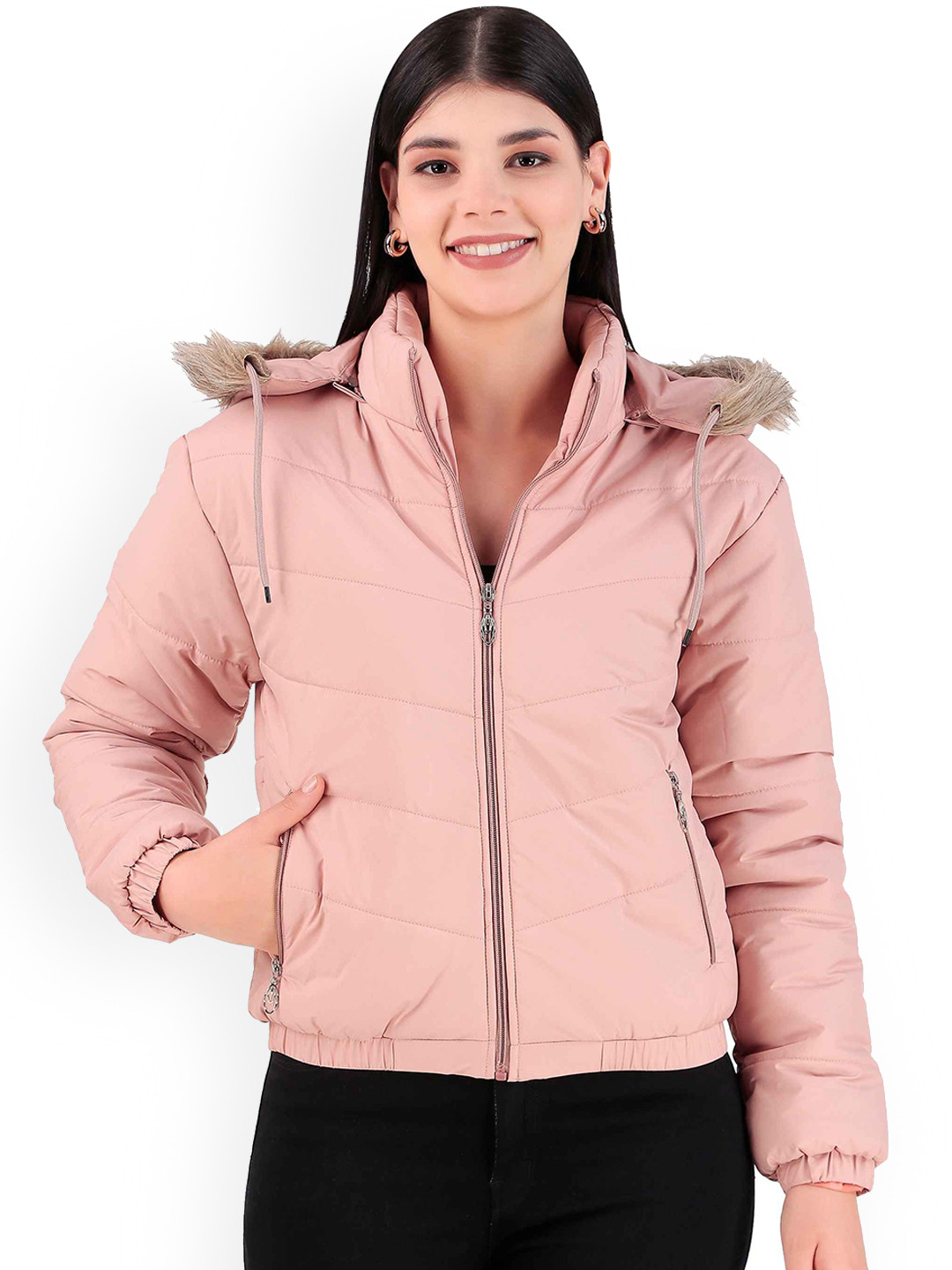 Brazo Women Solid Hooded Long Sleeves Parka Jacket