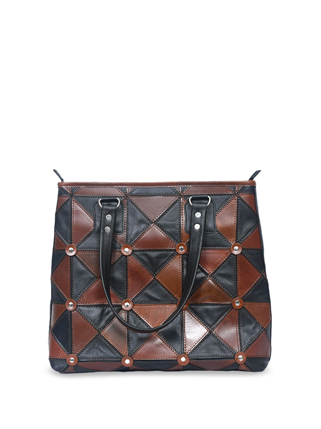 Celtic Geometric Leather Structured Shoulder Bag