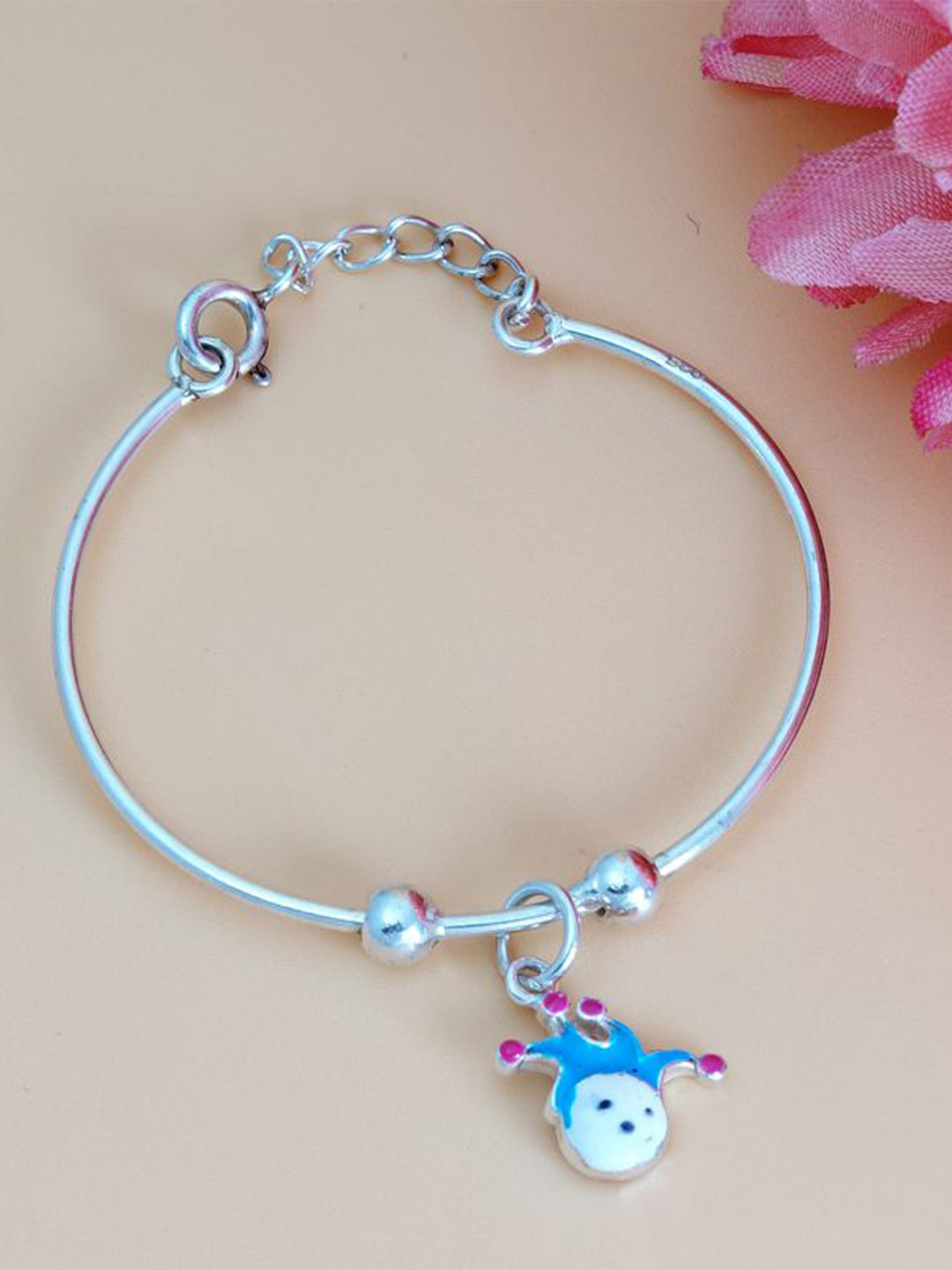 Tuanz Silver Jewelry Kids 925 Silver Rhodium-Plated Enamelled Charm Bracelet