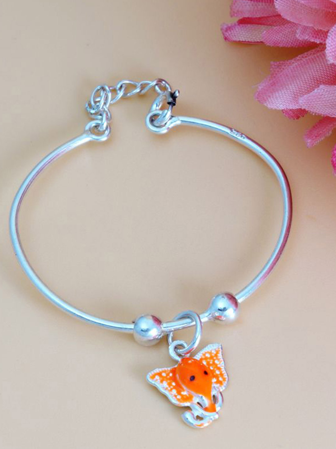 Tuanz Silver Jewelry Unisex Kids  Set of 2 Rhodium-Plated Bangle-Style Bracelet