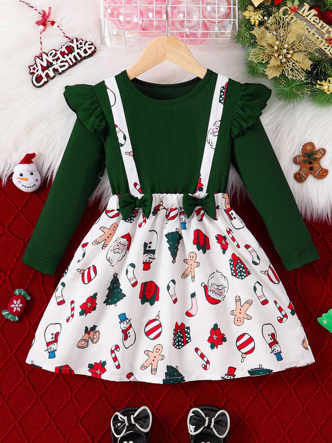 OMPAX Girls Printed Fit & Flare Dress