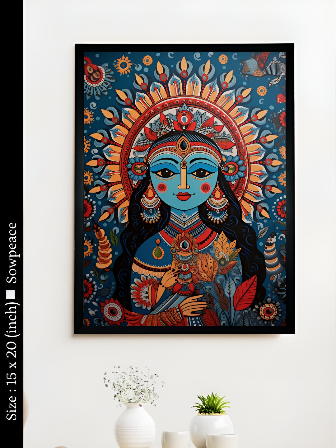 SOWPEACE Blue & Red 1 Piece Canvas Religious Wall Photographs