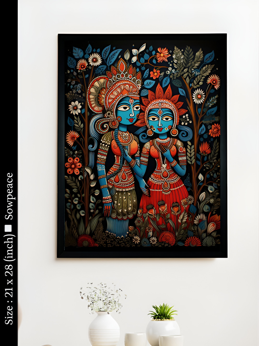 SOWPEACE Krishna & Radha's Bliss Canvas Wall Rectangle Photographs Wall Art - 21 x 28 In