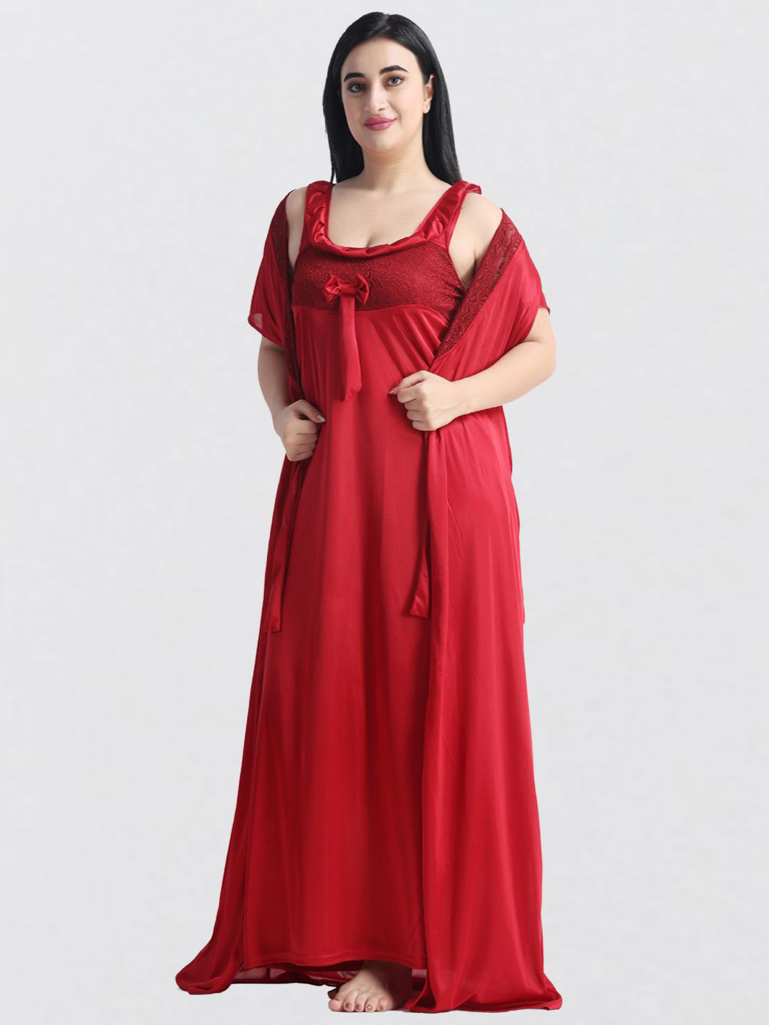 NIGHT KEYS Set Of 6 Satin Maxi Nightdress