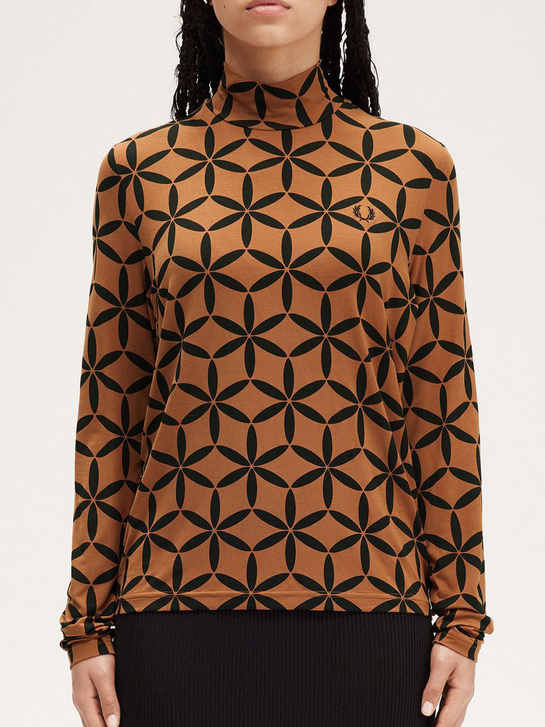 Fred Perry Women Geometric Printed Mock Collar Top