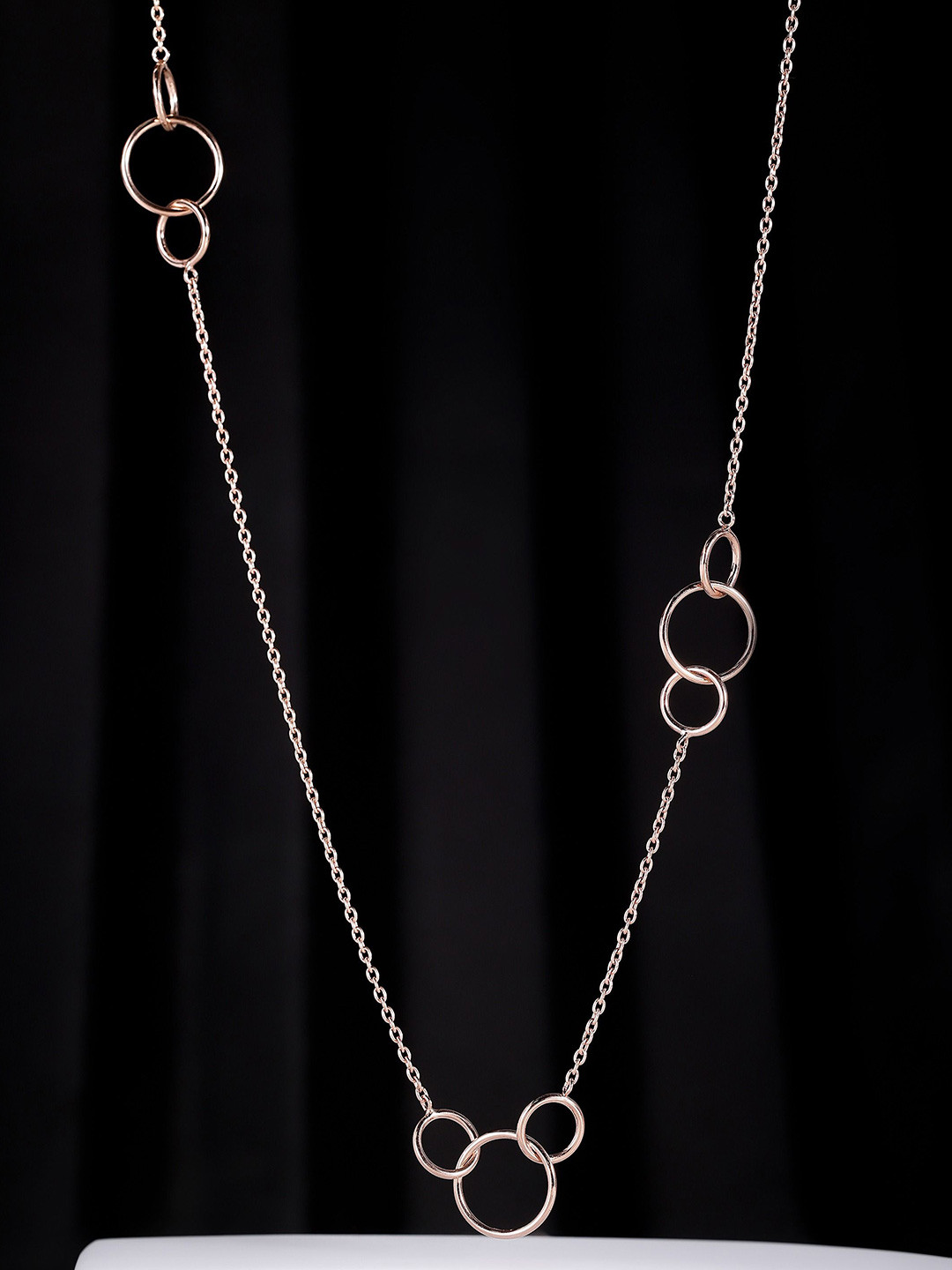 DIAVO 925 Sterling Silver Rose Gold-Plated Long Chain