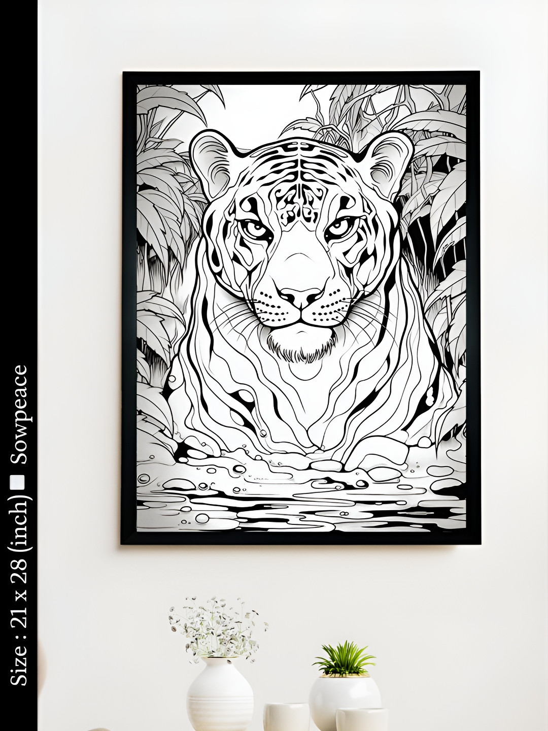SOWPEACE Tiger Canvas Wall Rectangle Paintings Wall Art -21 x 28 In