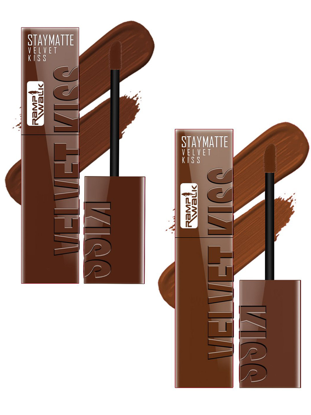 Ramp Walk Set Of 2 Velvet Kiss Liquid Lipstick 3.5 ml Each - Dark Brown-Chocolate Brown