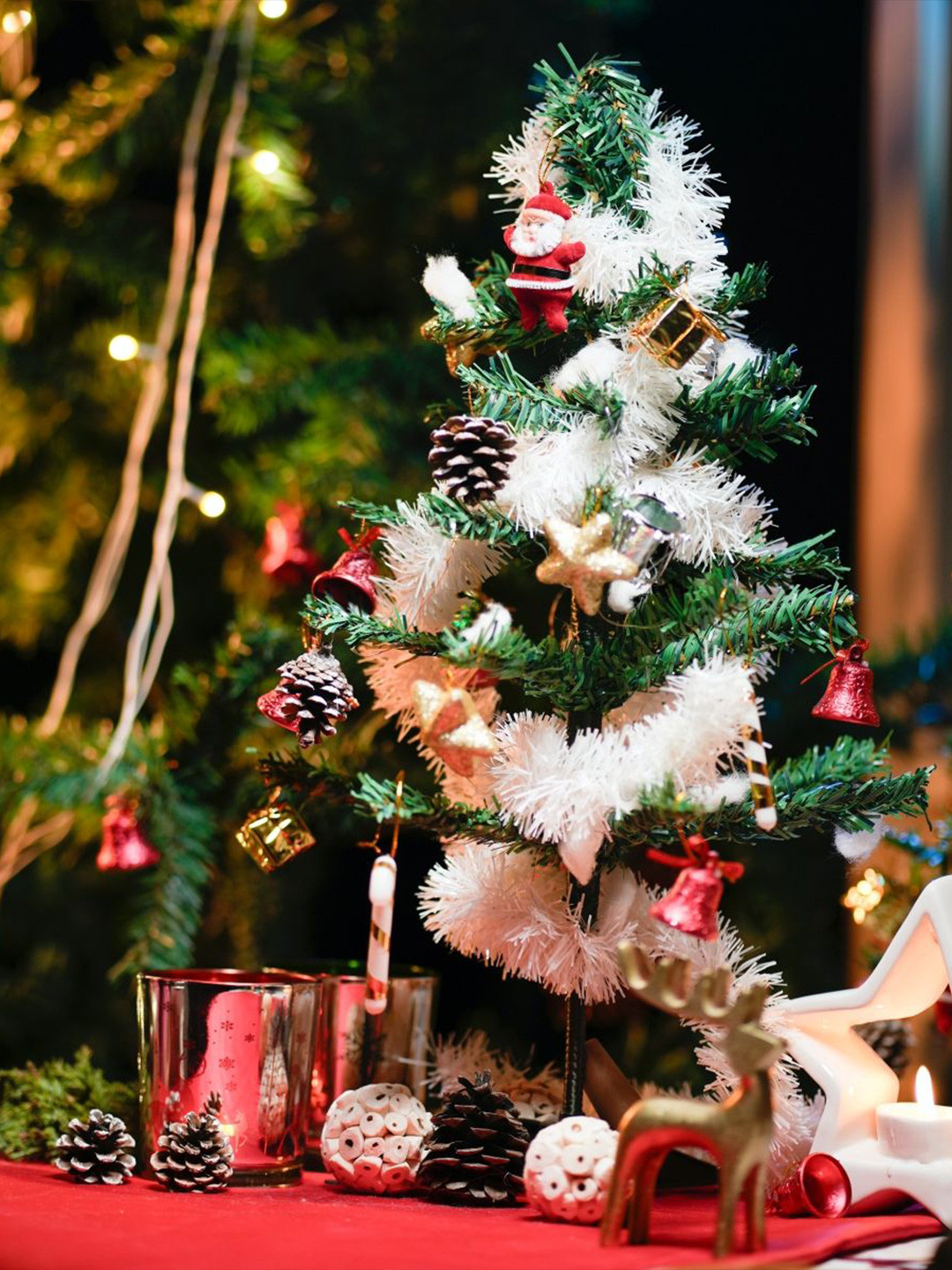 ArteCasa Green & White Foldable Christmas Tree With 15 Ornamnets