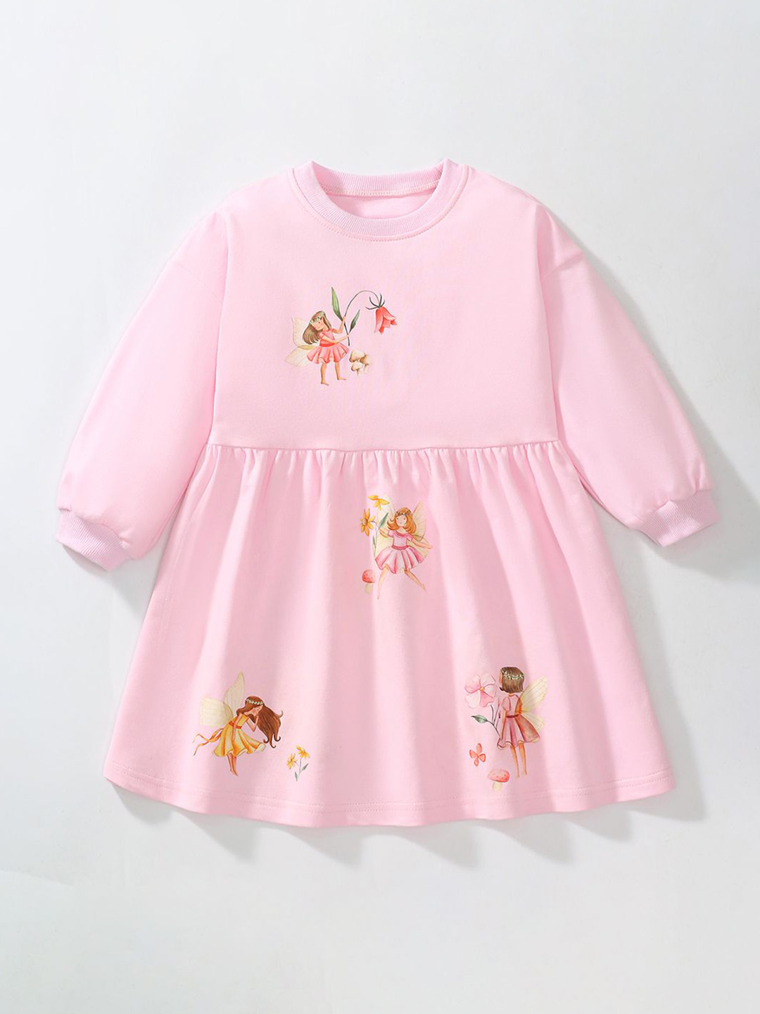 JC SPARKLE Girls Puff Sleeves Fit and Flare Dress