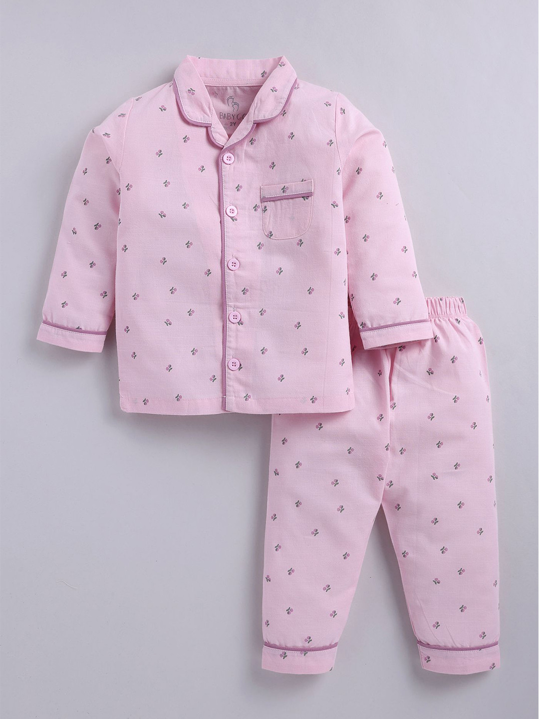 BABY GO Boys Conversational Printed Cuban Collar Pure Cotton Casual Shirt With Pyjamas