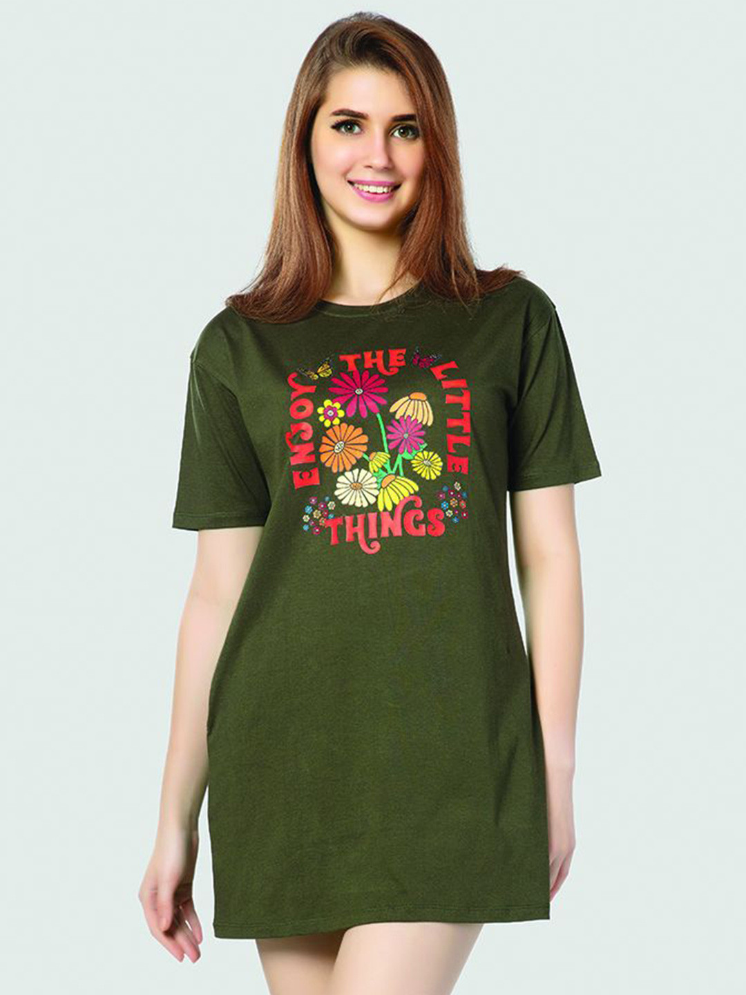 Juliet Floral Print Cotton T-shirt Mini Dress