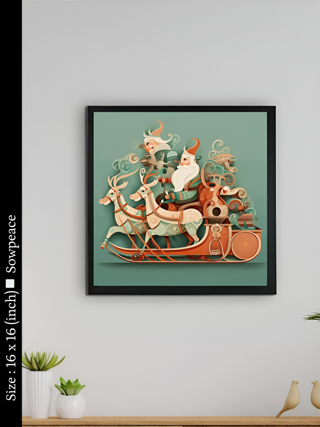 SOWPEACE Santa Chariot Canvas Wall Rectangle Paintings Wall Art