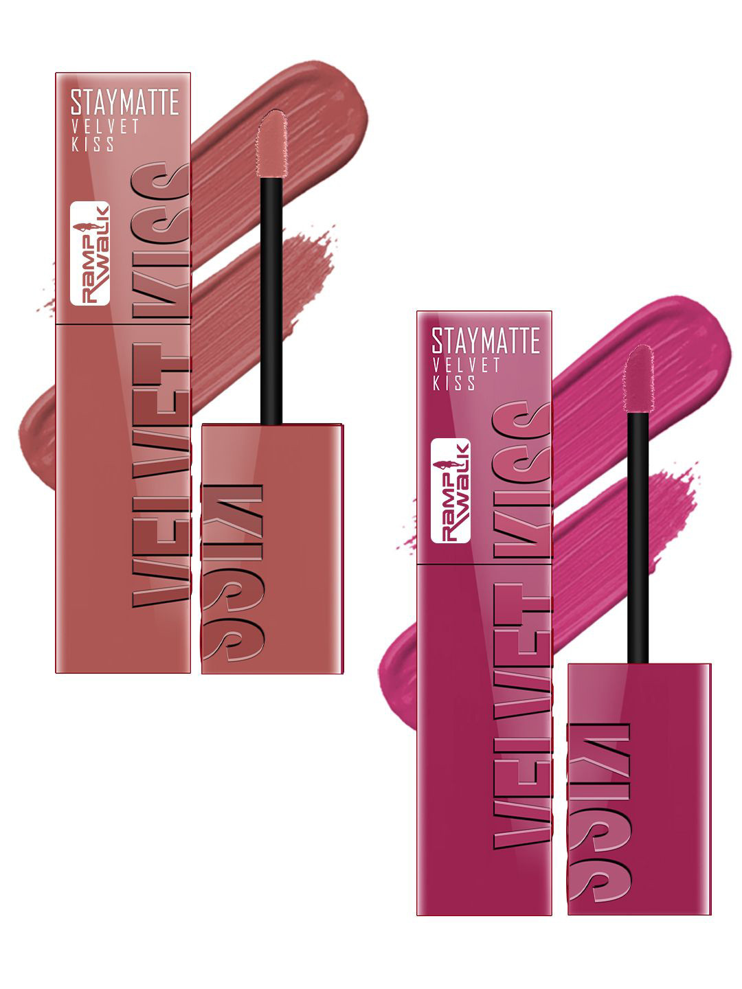 Ramp Walk Velvet Kiss Set Of 2 Waterproof Liquid Lipstick - 3.5 ml Each - 5 - 8
