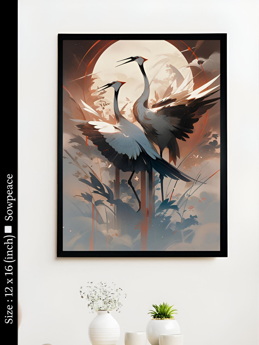 SOWPEACE Moonlit Sarus Canvas Wall Square Paintings Wall Art Measurement Missing