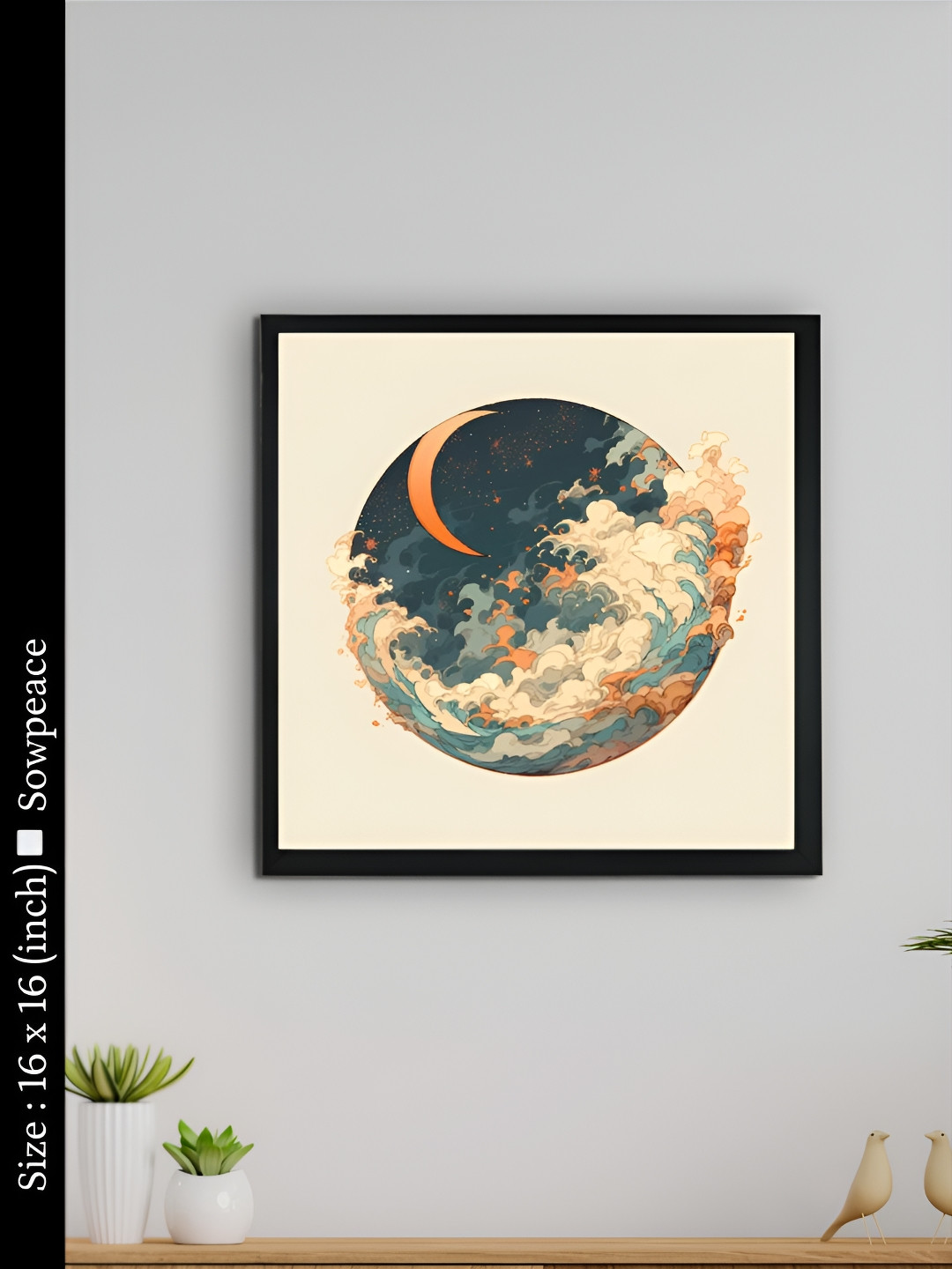 SOWPEACE Moon Over Earth Canvas Wall Square Paintings Wall Art