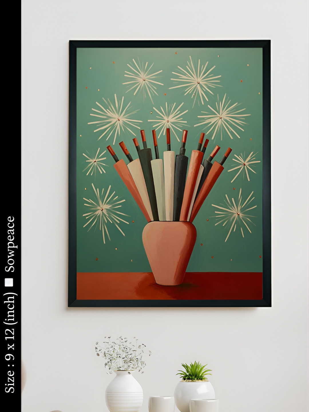 SOWPEACE Green & Pink 1 Piece Canvas Abstract Wall Photographs