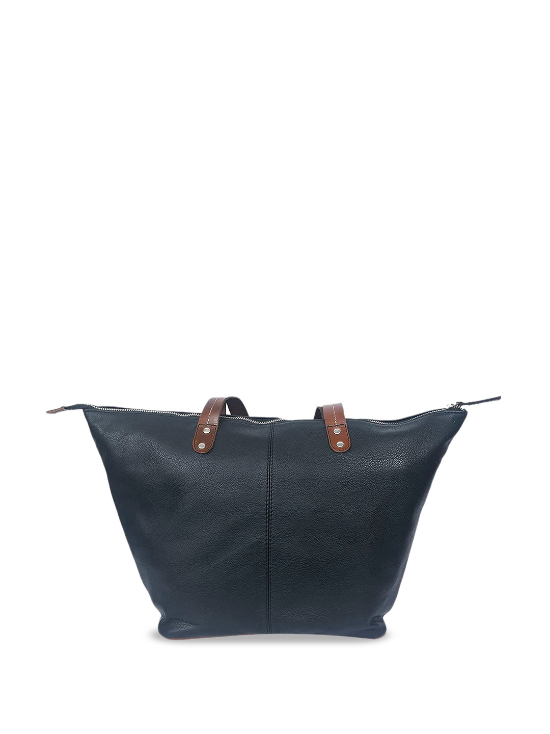 Celtic Women Black Textured Leather Swagger Tote Bag