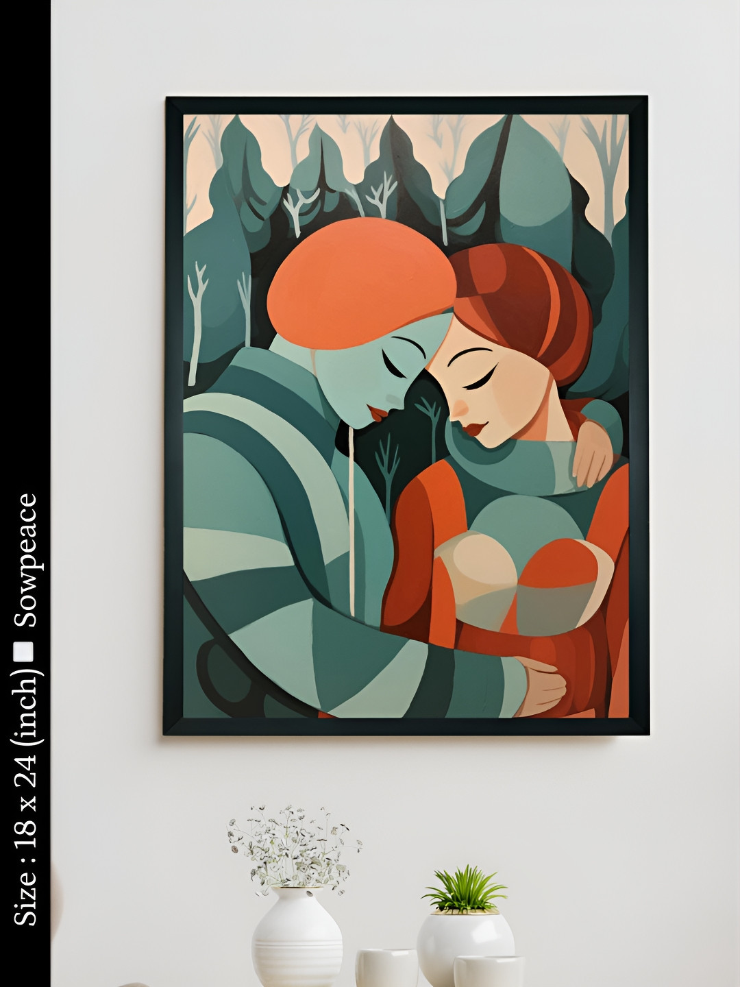 SOWPEACE Winter Love Canvas Wall Square Paintings Wall Art-7.1 x 9.4In