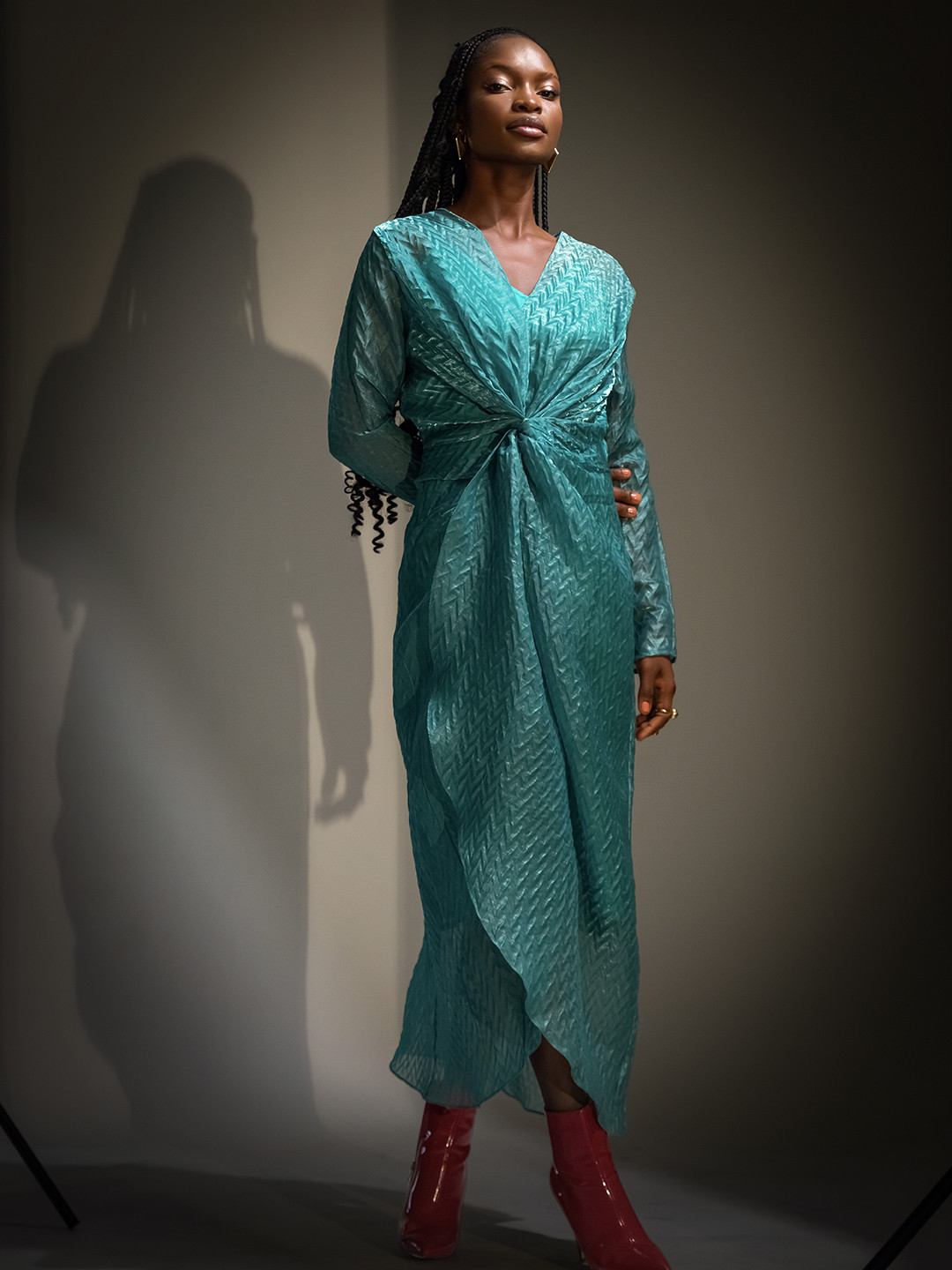 JENI PAPO Print Satin Maxi Dress
