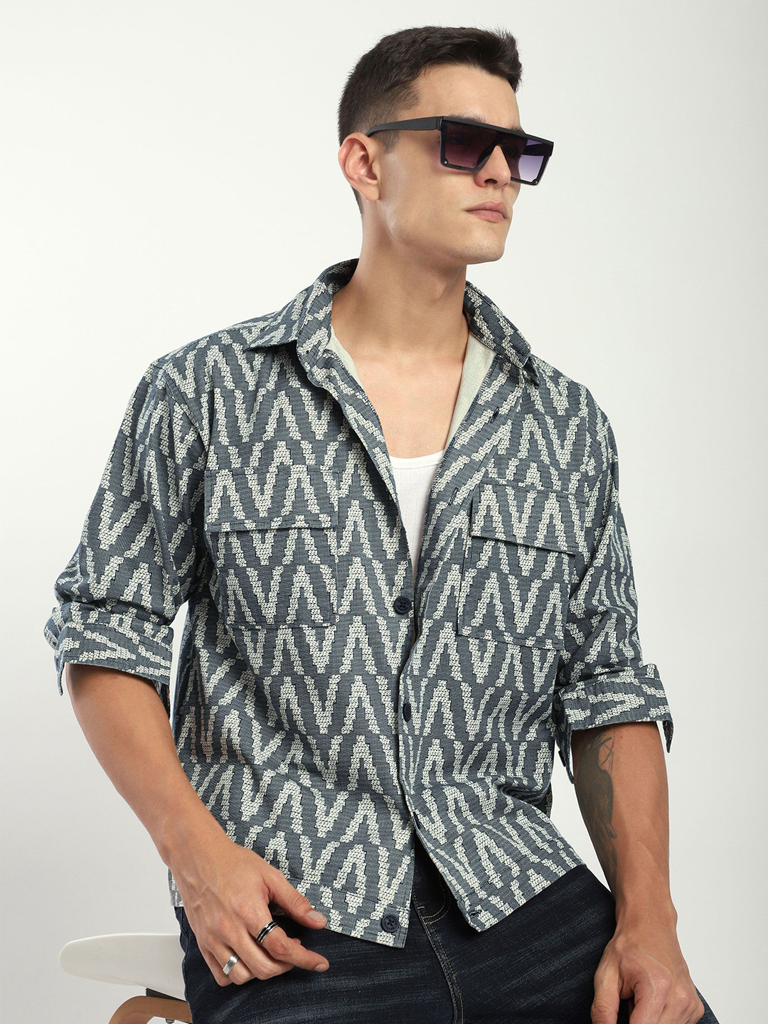 Beyoung Chevron Printed Shacket
