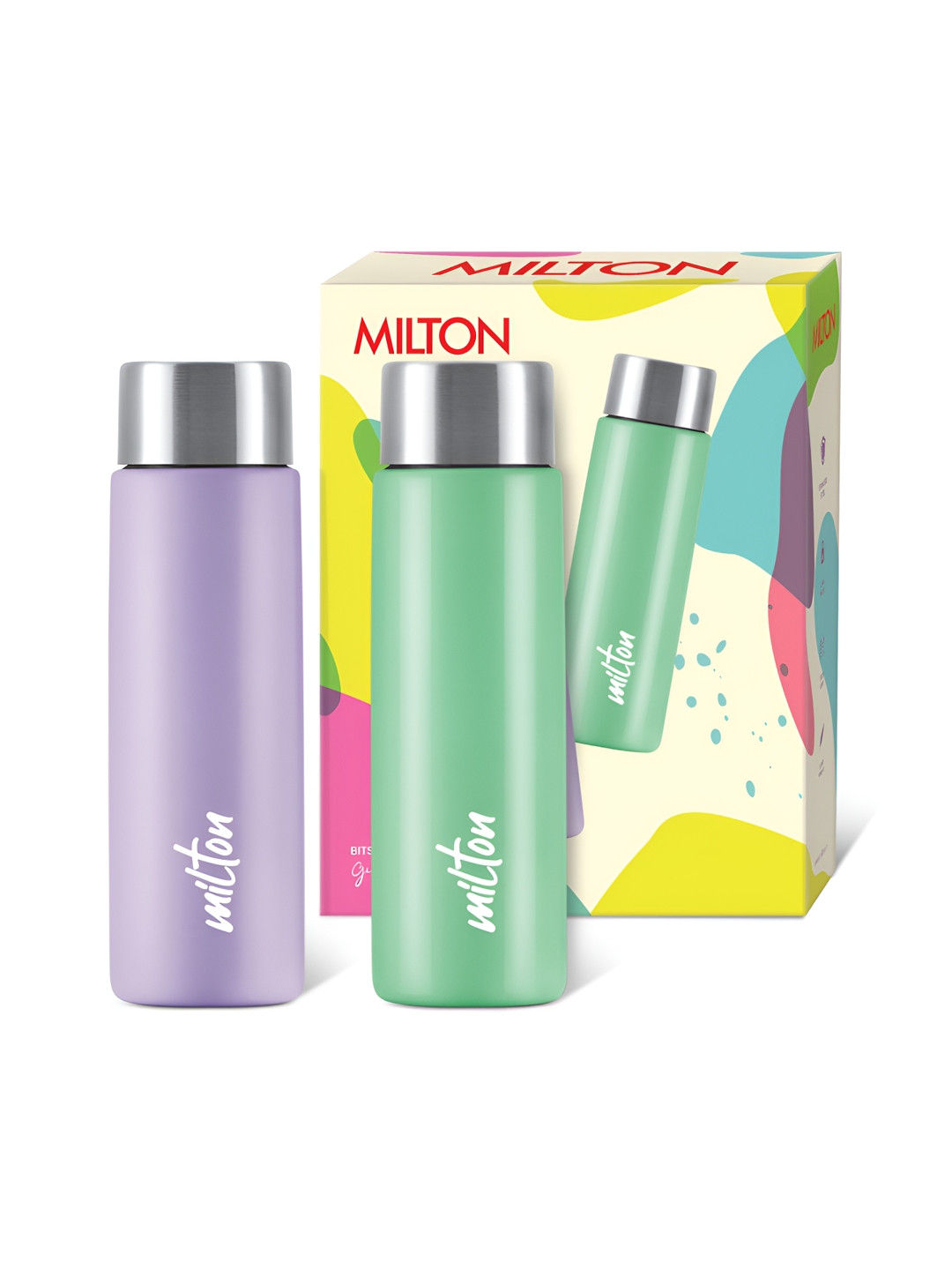 Milton Bitsy Buddies Purple Stainless Steel Spill Proof 2 Piece Water Bottle - 430ml