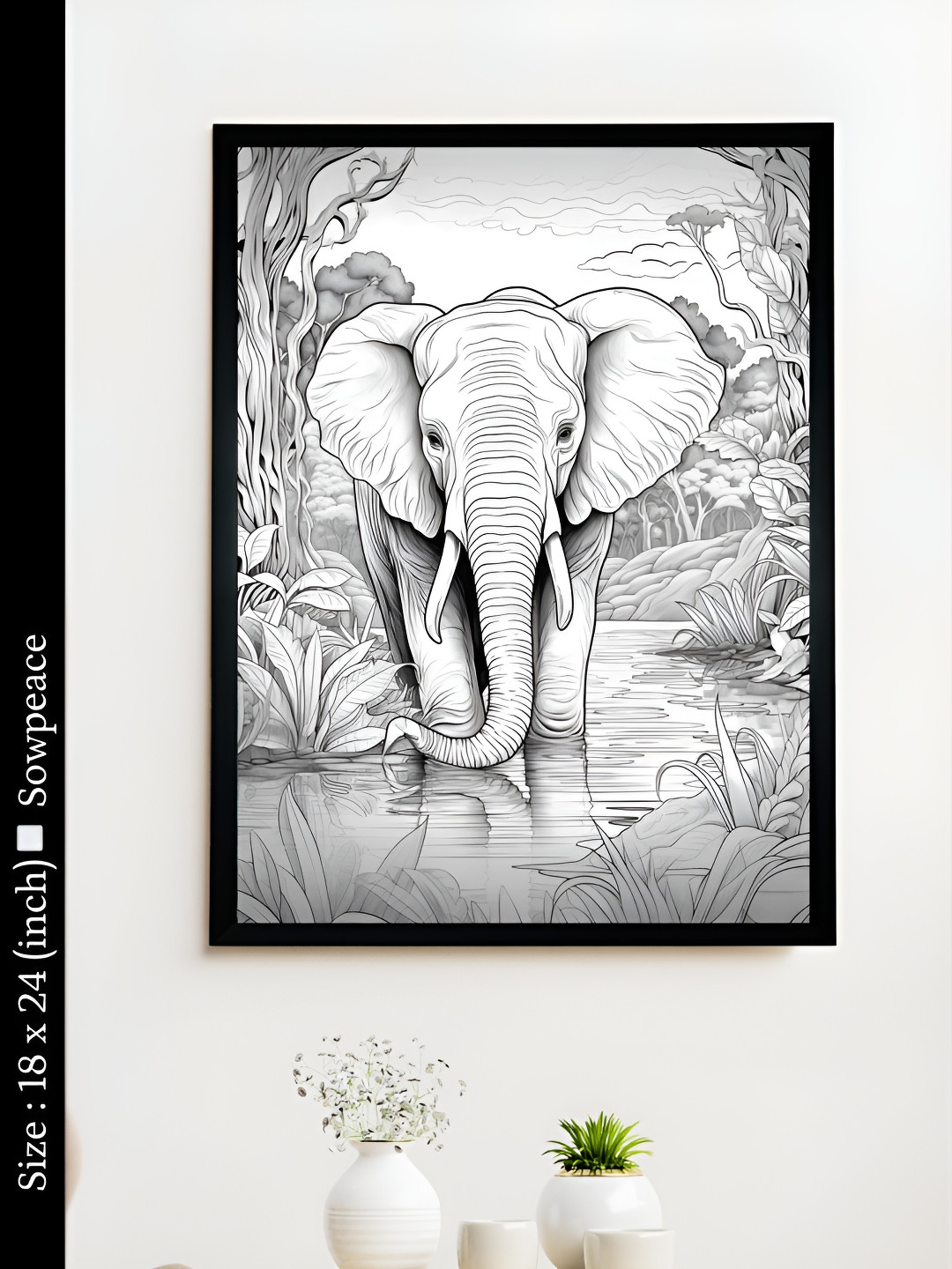 SOWPEACE Line Ele Up Canvas Wall Rectangle Photographs Wall Art -18 x 24 In