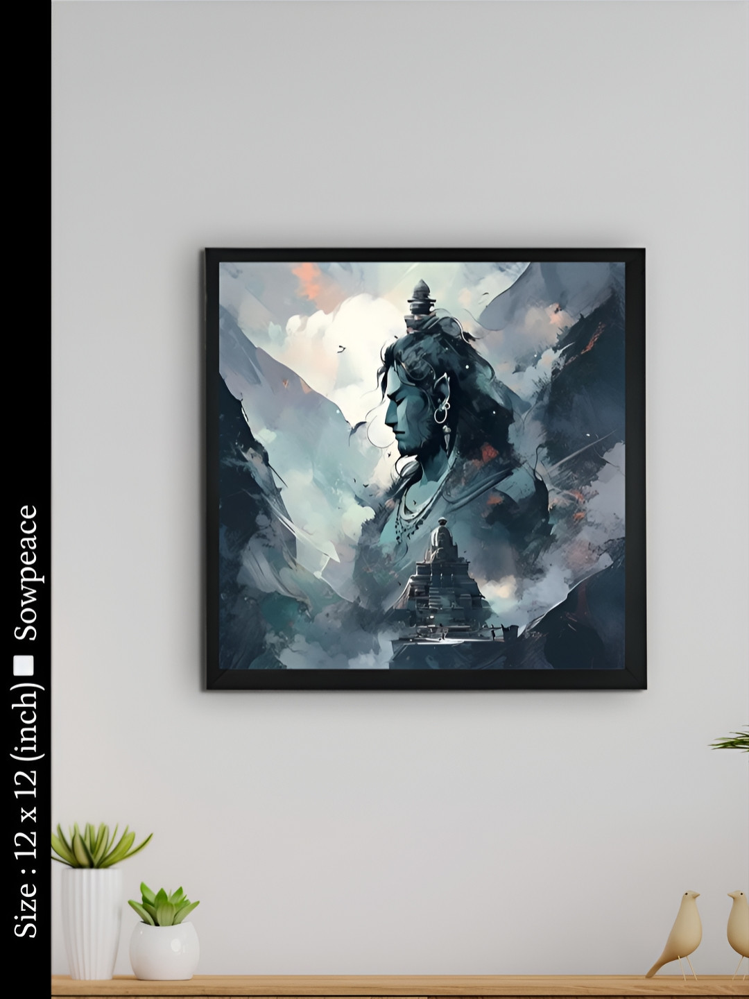 SOWPEACE Chitran Shiva Kailash Canvas Wall Rectangle Photographs Wall Art -12 x 12 In