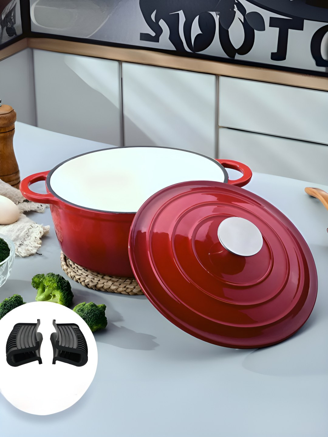 The Better Home Red 2024 Cast Iron 1 Piece Cook and Serve Casserole 3.5L