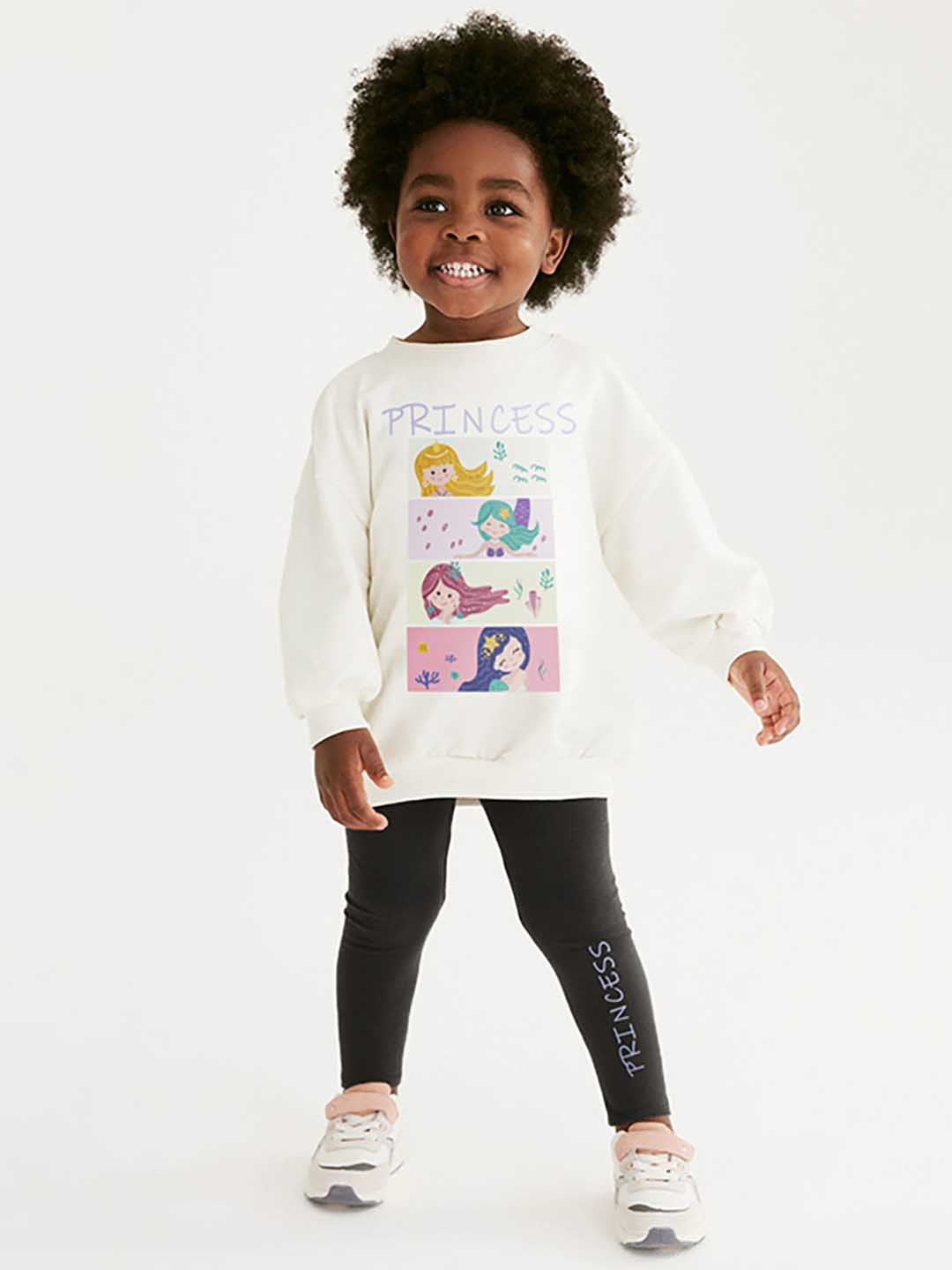 JC SPARKLE Girls Printed Round Neck Sweatshirt With Leggings