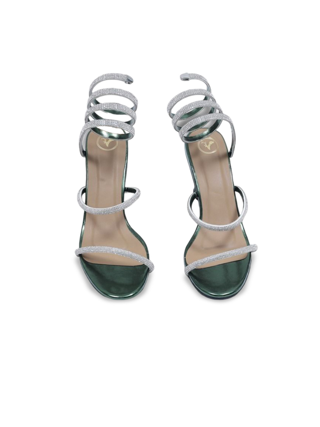 Sana K Luxurious Footwear Embellished High-Top Kitten Heel Sandal