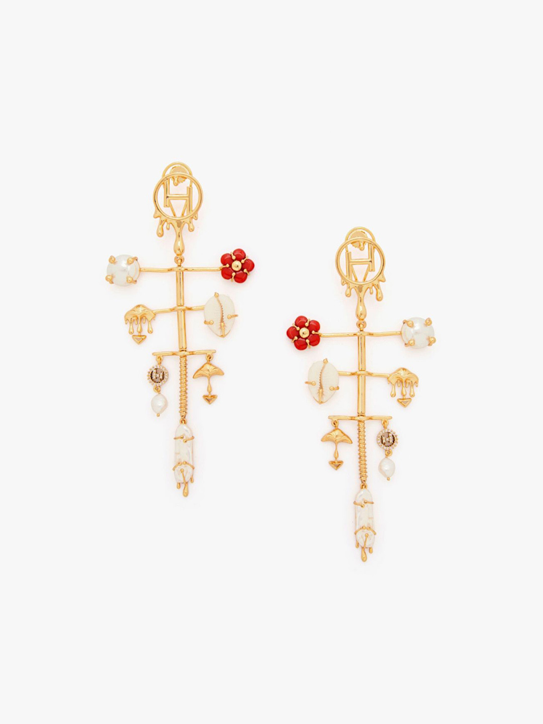 Outhouse The Cartella Gold-Plated Contemporary Drop Earrings