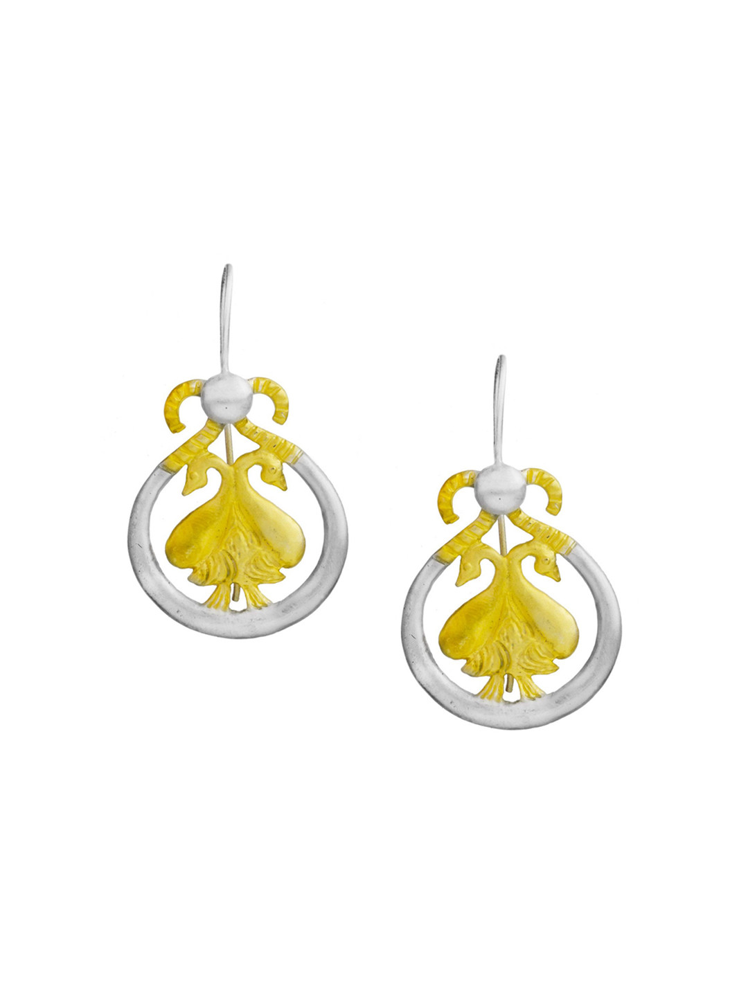 Exotic India Sterling Silver Pairs of Swans Earrings