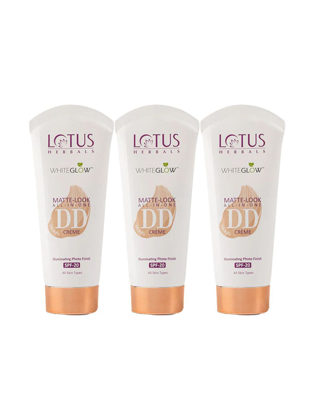 Lotus Herbals Whiteglow Set of 3 Matte Look SPF20 All In One DD Cream - 50 g each